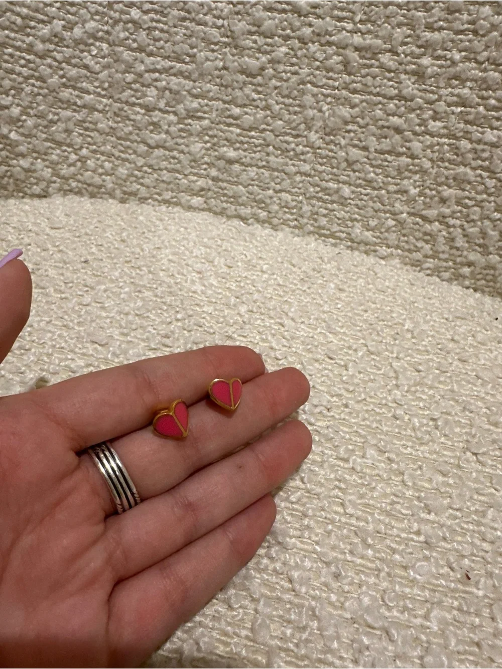 kate spade Pink Heart Stud Earrings with Gold Trim